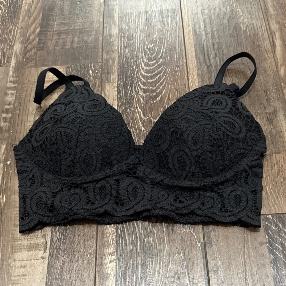 PINK Victoria's Secret Black Lace Longline Bra - Picture 1 of 4